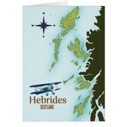 Hebrides Scotland travel map. Cards (Front)
