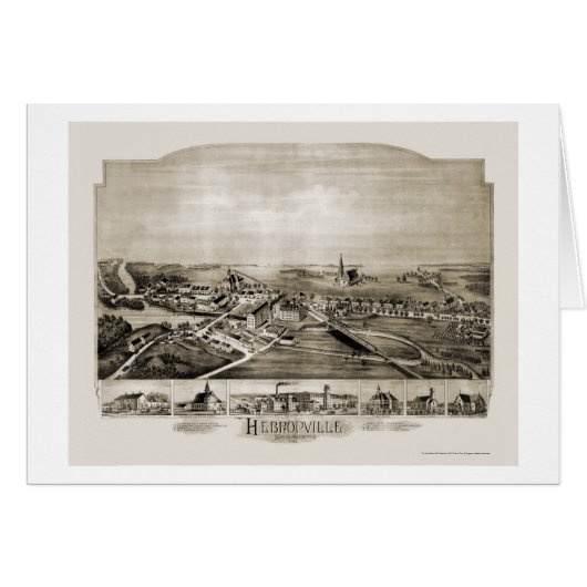 Hebronville, MA Panoramic Map - 1891 Cards (Front Horizontal)