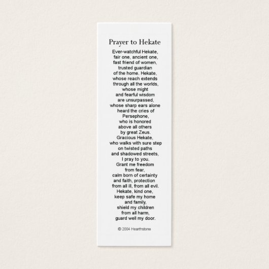 Hecate (Hekate) Prayer Card (Front)