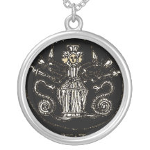 Hecate- Large Silver Plated Round Necklace