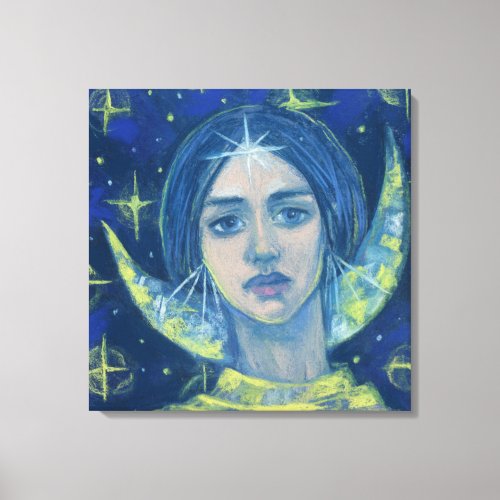 Hecate Moon goddess pastel painting fantasy art Canvas Print