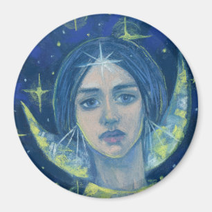 Hecate, Moon Goddess Pastel Painting Fantasy Art Magnet
