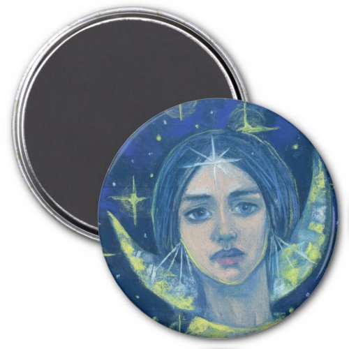 Hecate Moon Goddess Pastel Painting Fantasy Art Magnet