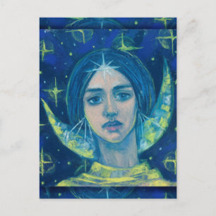 Hecate, Moon Goddess Pastel Painting Fantasy Art Postcard