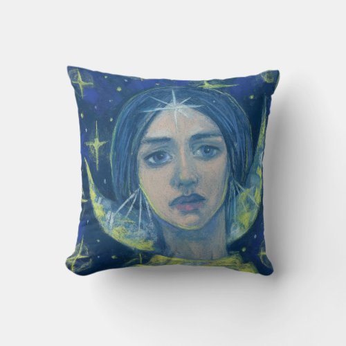 Hecate Moon goddess pastel painting fantasy art Throw Pillow