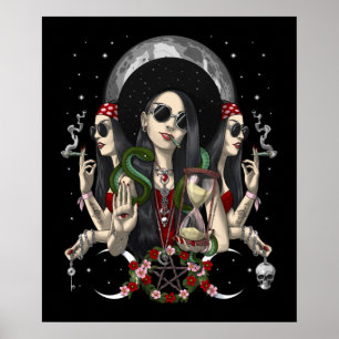 Hecate Tripple Moon Goddess Poster