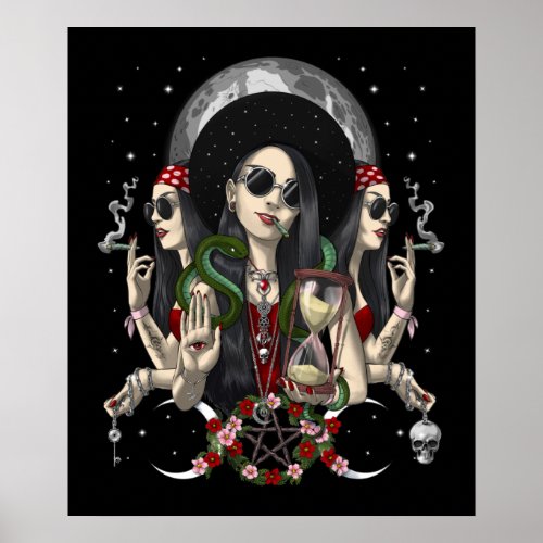 Hecate Tripple Moon Goddess Poster