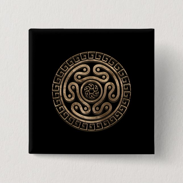 Hecate Wheel Black and Gold Button (Front)