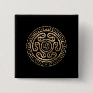 Hecate Wheel Black and Gold Button