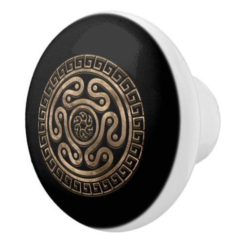 Hecate Wheel Black and Gold Ceramic Knob