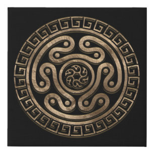 Hecate Wheel Black and Gold Faux Canvas Print