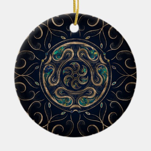 Hecate Wheel Ornament Marble and Gold
