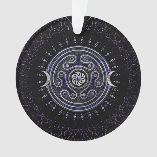 Hecate Wheel Ornament with Amethyst and Silver