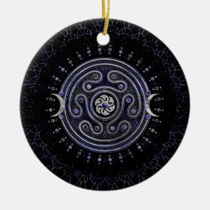 Hecate Wheel Ornament with Amethyst and Silver