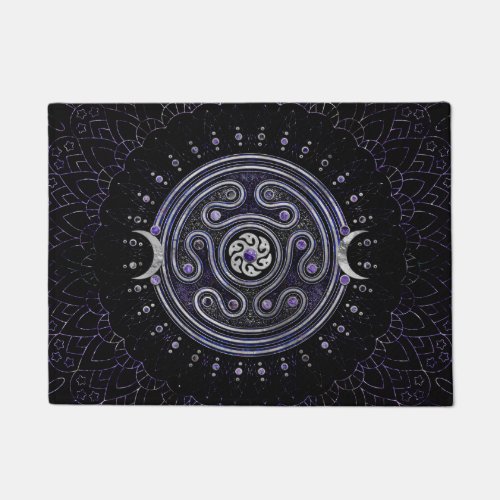 Hecate Wheel Ornament with Amethyst and Silver Doormat