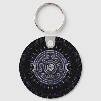Hecate Wheel Ornament With Amethyst And Silver Keychain by LoveMalinois at Zazzle