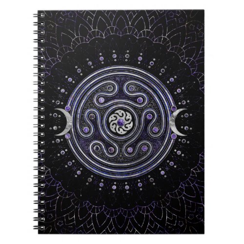 Hecate Wheel Ornament with Amethyst and Silver Notebook