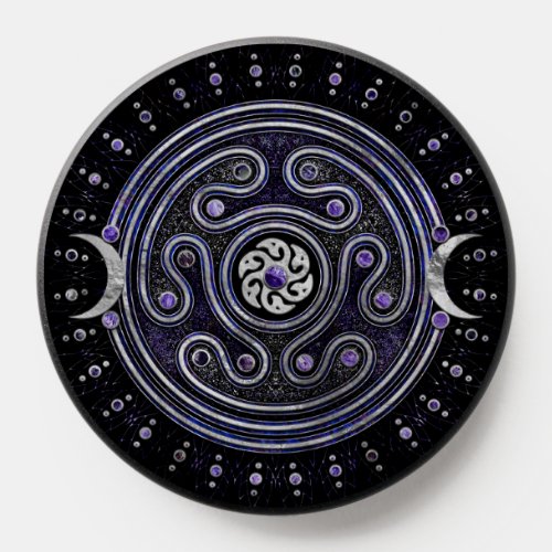 Hecate Wheel Ornament with Amethyst and Silver PopSocket