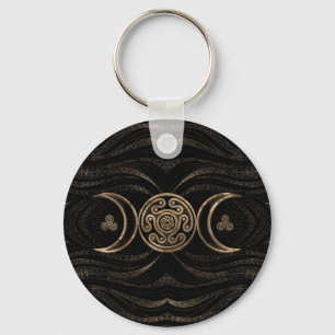 Hecate Wheel Triple Moon Keychain