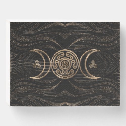 Hecate Wheel Triple Moon Wooden Box Sign