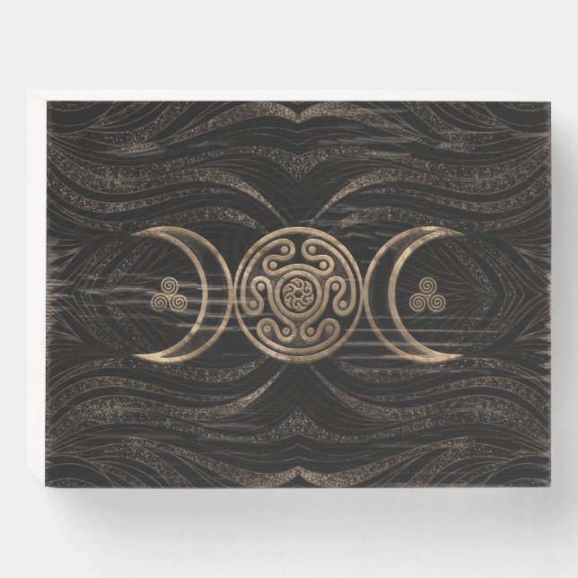 Hecate Wheel Triple Moon Wooden Box Sign (Front Horizontal)