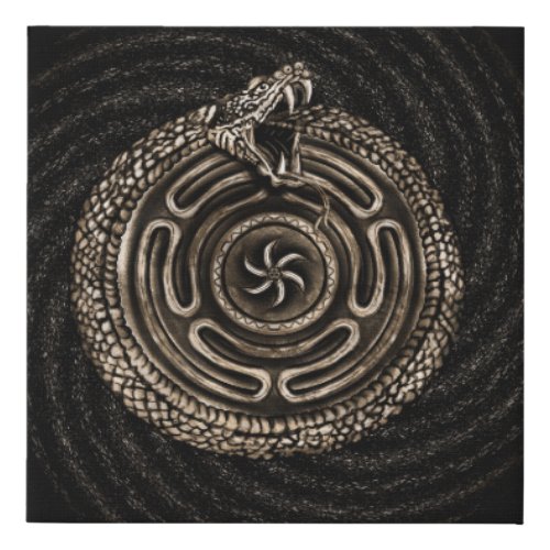 Hecate Wheel with ouroboros Faux Canvas Print