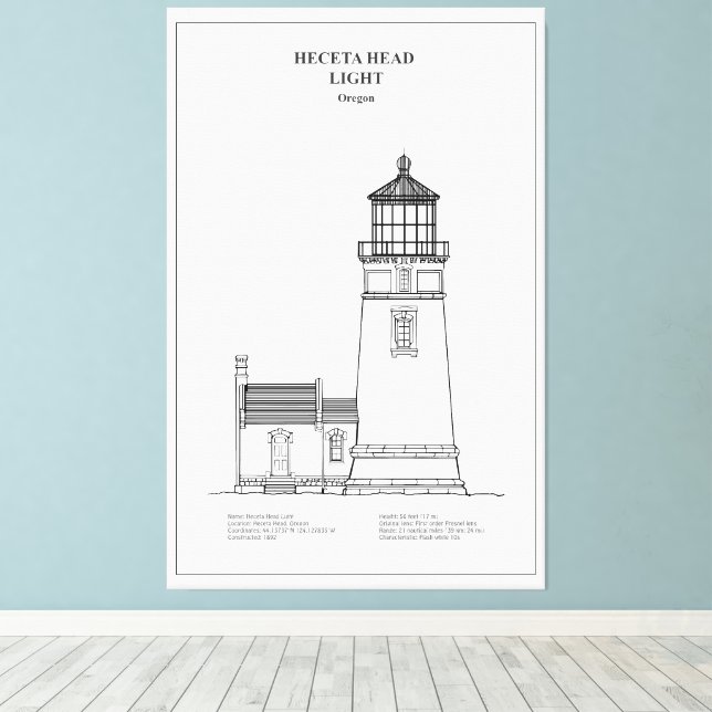 Heceta Head Lighthouse - Oregon - BD Canvas Print (Insitu(Wood Floor))