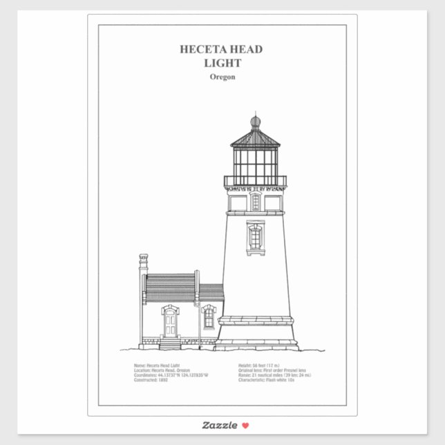 Heceta Head Lighthouse - Oregon - BD Sticker (Sheet)