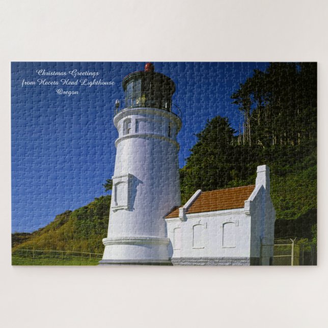 Heceta Head Lighthouse Oregon. Christmas Greetings Jigsaw Puzzle (Horizontal)
