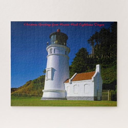 Heceta Head Lighthouse Oregon Christmas Greetings Jigsaw Puzzle