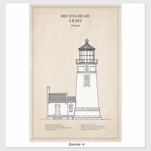 Heceta Head Lighthouse - Oregon - SBD Sticker (Sheet)