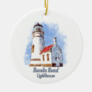 Heceta Head Lighthouse Watercolor - Oregon Ceramic Ornament