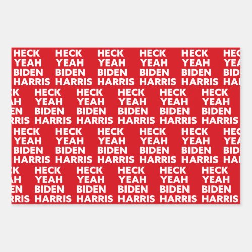 Heck Yeah Biden Harris Custom Colors Red Wrapping Paper Sheets