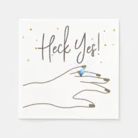 Heck Yes! Female Hand and Ring Engagement Party Napkins