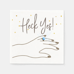 Heck Yes! Female Hand and Ring Engagement Party Napkins