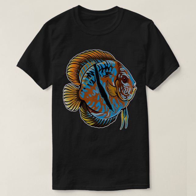 Heckel Discus Cichlid Aquarium Fish Keeping Aquari T-Shirt (Design Front)