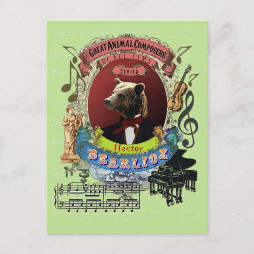 Hector Bearlioz Bear Animal Composer Berlioz Postcard