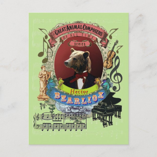 Hector Bearlioz Bear Animal Composer Berlioz Postcard (Front)
