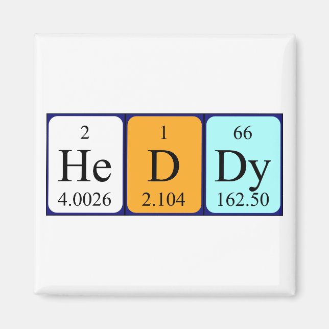 Heddy periodic table name magnet (Front)