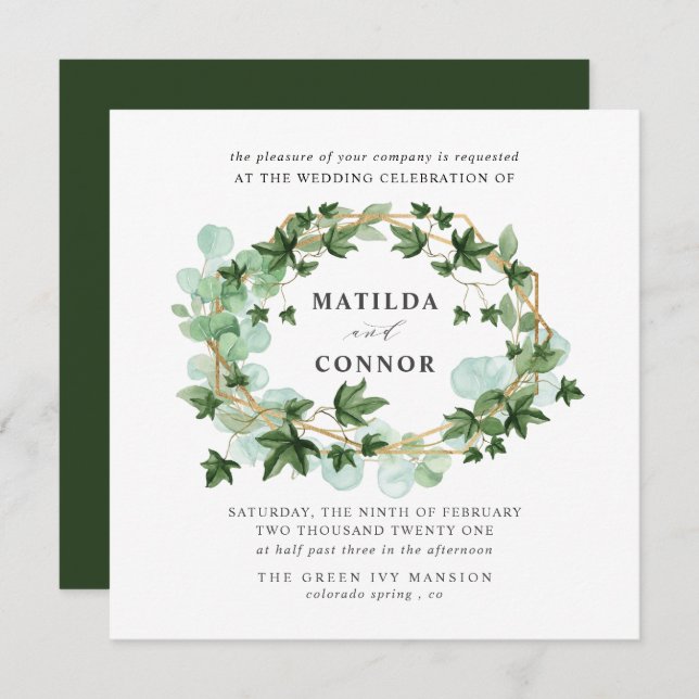 Hedera |  Forest Ivy Frame Botanical  Wedding Invitation (Front/Back)