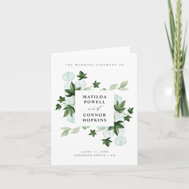 Hedera | Ivy Leaves Botanical Wedding Program (Front)