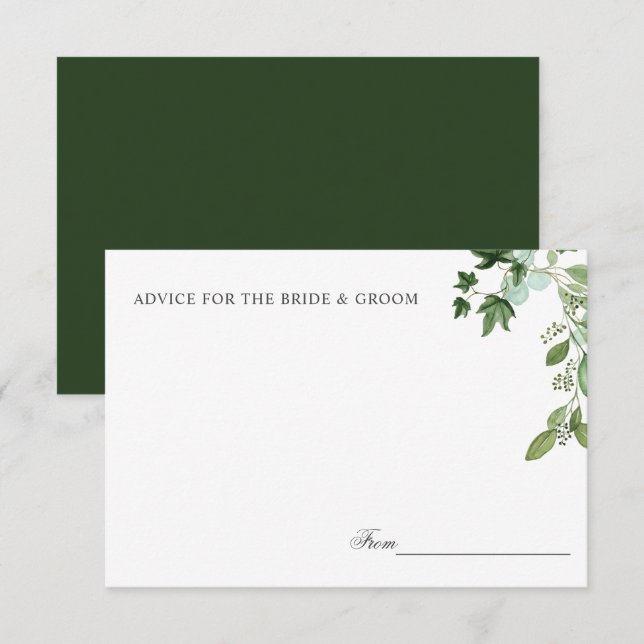 Hedera | Ivy Leaves Green Wedding Advice or recipe Invitation (Front/Back)