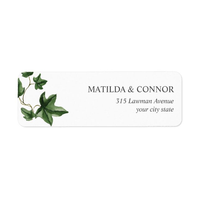 Hedera Ivy leaves personalized address wedding Label (Front)