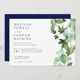 Hedera Modern IVY Blue Garden Botanical Wedding Invitation