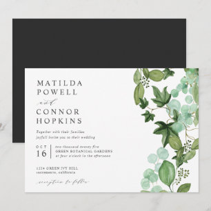 Hedera Modern IVY Gray Garden Botanical Wedding Invitation