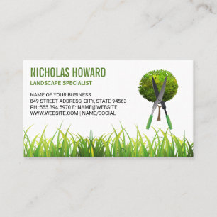 Hedge Clippers Grass Landscaping Business Card