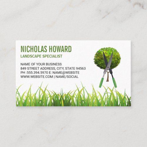 Hedge Clippers  Grass  Landscaping Business Card