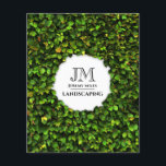 Hedge foliage frame  flyer<br><div class="desc">Leaf cover with centered space for info. Initials could be replaced with logo in further customization option. Ideal for professionals in landscaping,  yard or floral business.</div>