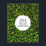 Hedge foliage frame  flyer<br><div class="desc">Leaf cover with centered space for info. Initials could be replaced with logo in further customization option. Ideal for professionals in landscaping,  yard or floral business.</div>