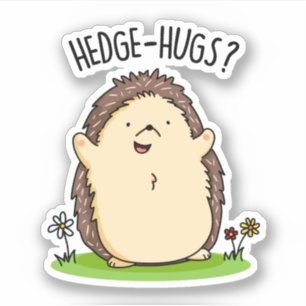 Hedge Hugs Funny Hedgehog Pun  Sticker